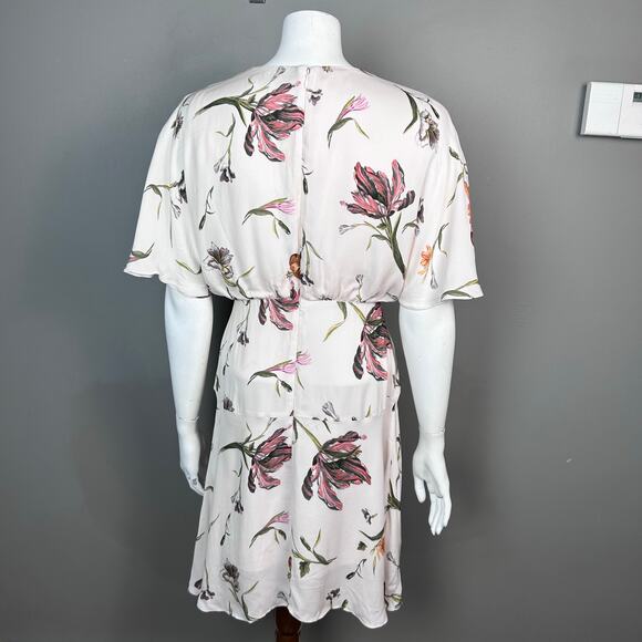 Reiss Dress Size 2 UK 6 Ruby Floral flutter sleeve jazz feminine flirty - Picture 9 of 14